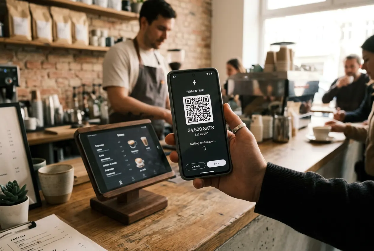 Punto de venta Lightning en uso en una cafetería
